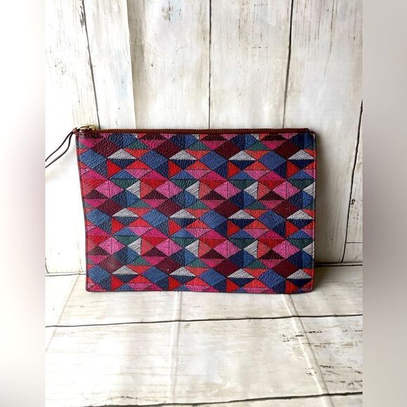 Fossil Clutch Bag Multicolor Leather 11 by 7.5 inches - Picture 2 of 12